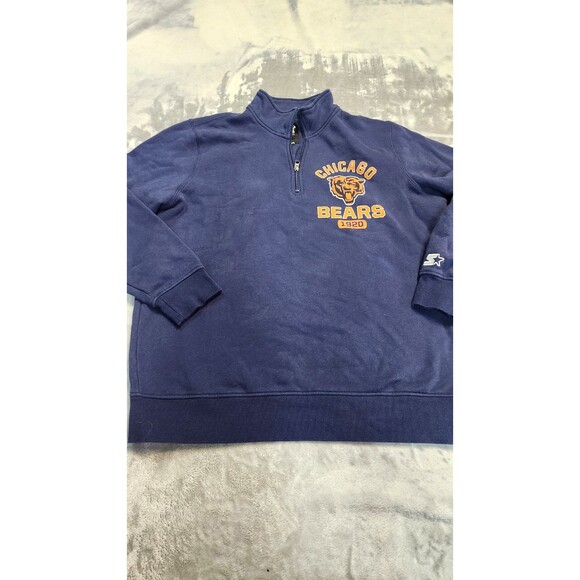 Chicago Bears Men's Starter 2XL Navy Blue Quarter Zip Chest Logo Jacket NFL - Picture 1 of 7